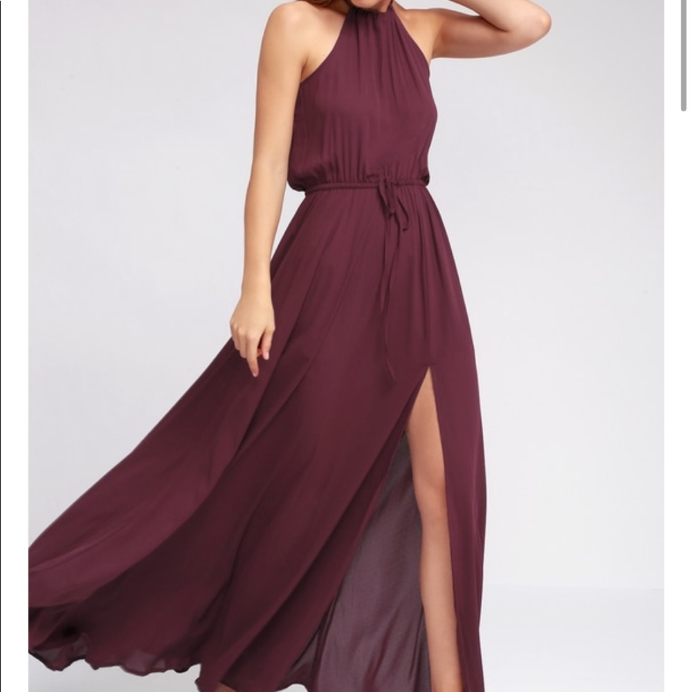 Plum maxi dress with slit